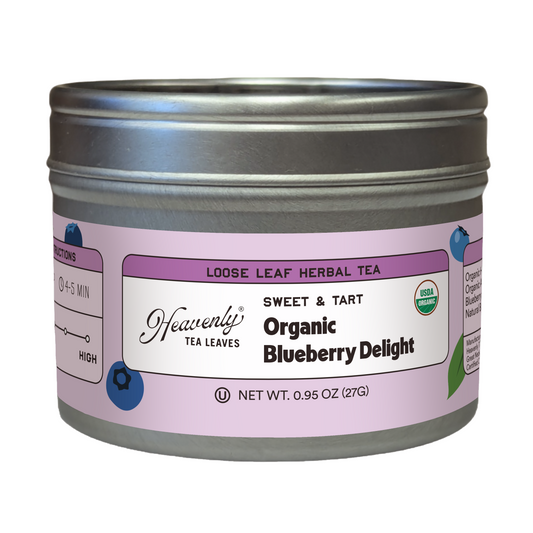 Organic Blueberry Delight, Loose Leaf Herbal Clear Top Tea Tin