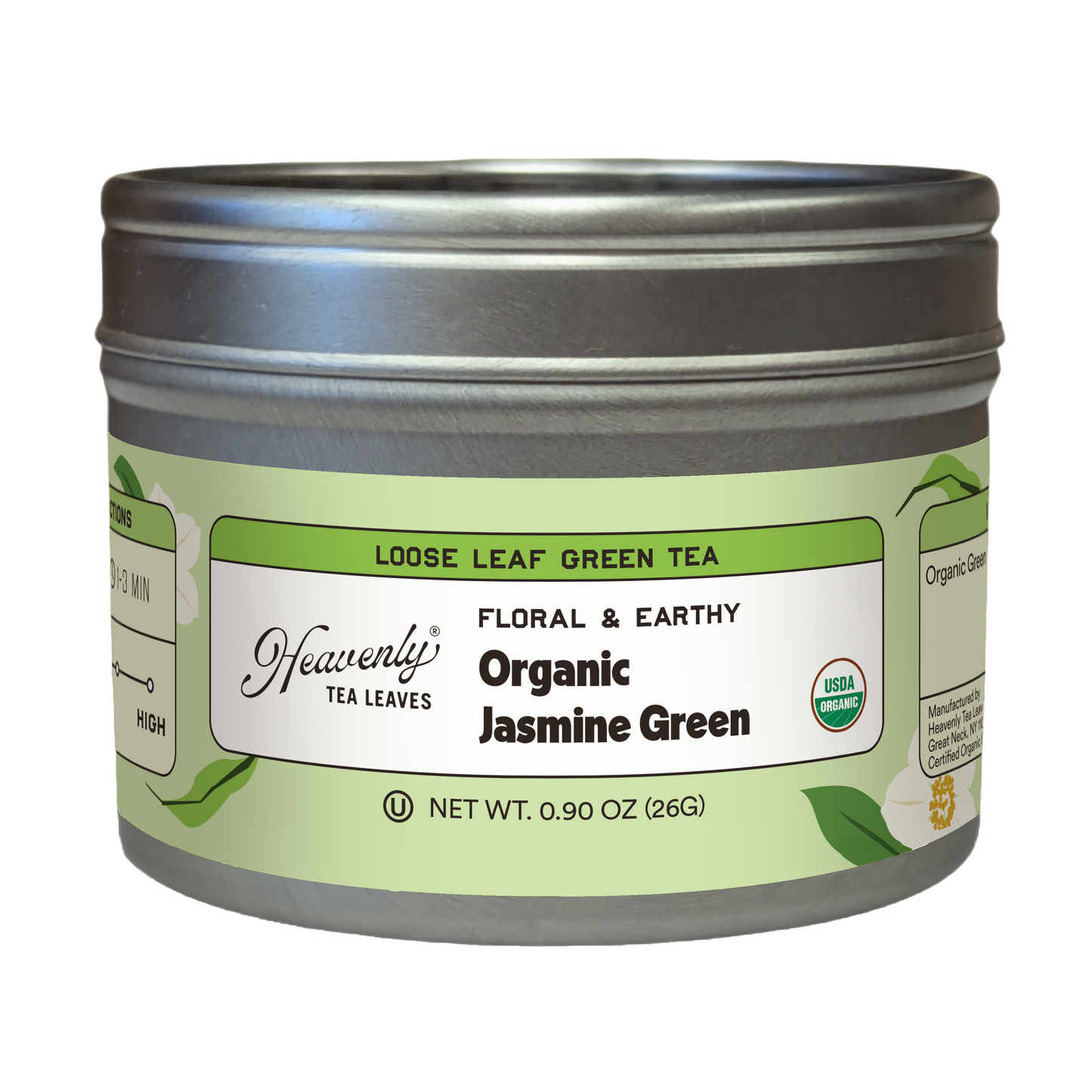 Organic Jasmine Green, Loose Leaf Green Clear Top Tea Tin