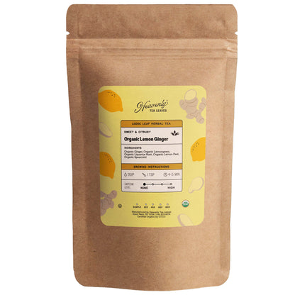 Organic Lemon Ginger - Loose Leaf Herbal Tea - Wellness Tea - Stomach Settler - Naturally Caffeine Free | Heavenly Tea Leaves