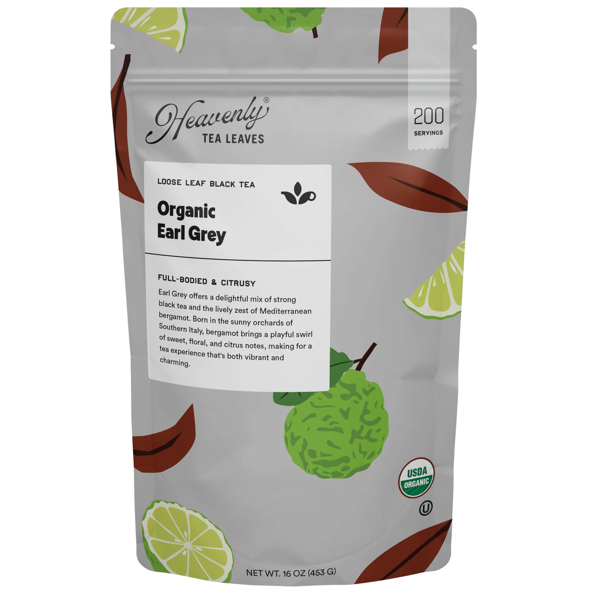 Organic Earl Grey, Bulk Loose Leaf Black Tea, 16 Oz. | Heavenly Tea Leaves