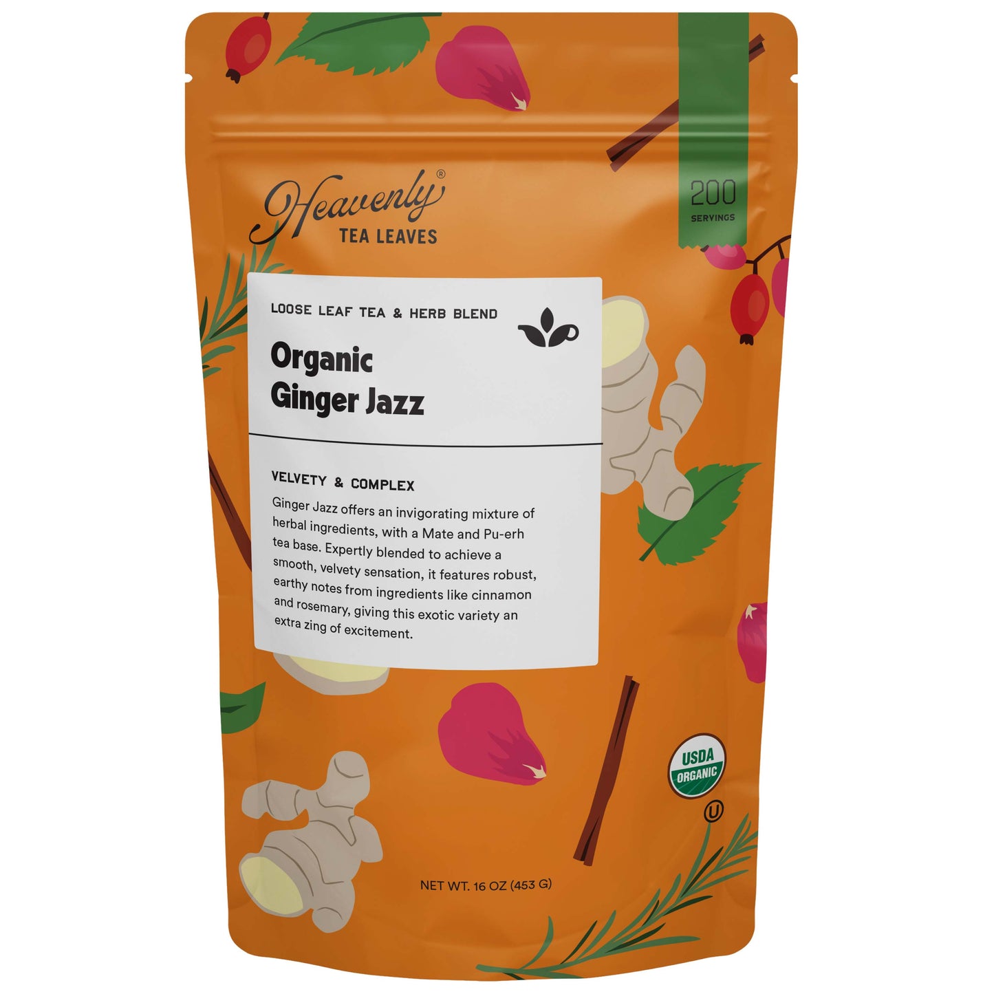 Organic Ginger Jazz, Bulk Loose Leaf Tea And Herb Blend - Wellness Loose Leaf Tea | Heavenly Tea Leaves