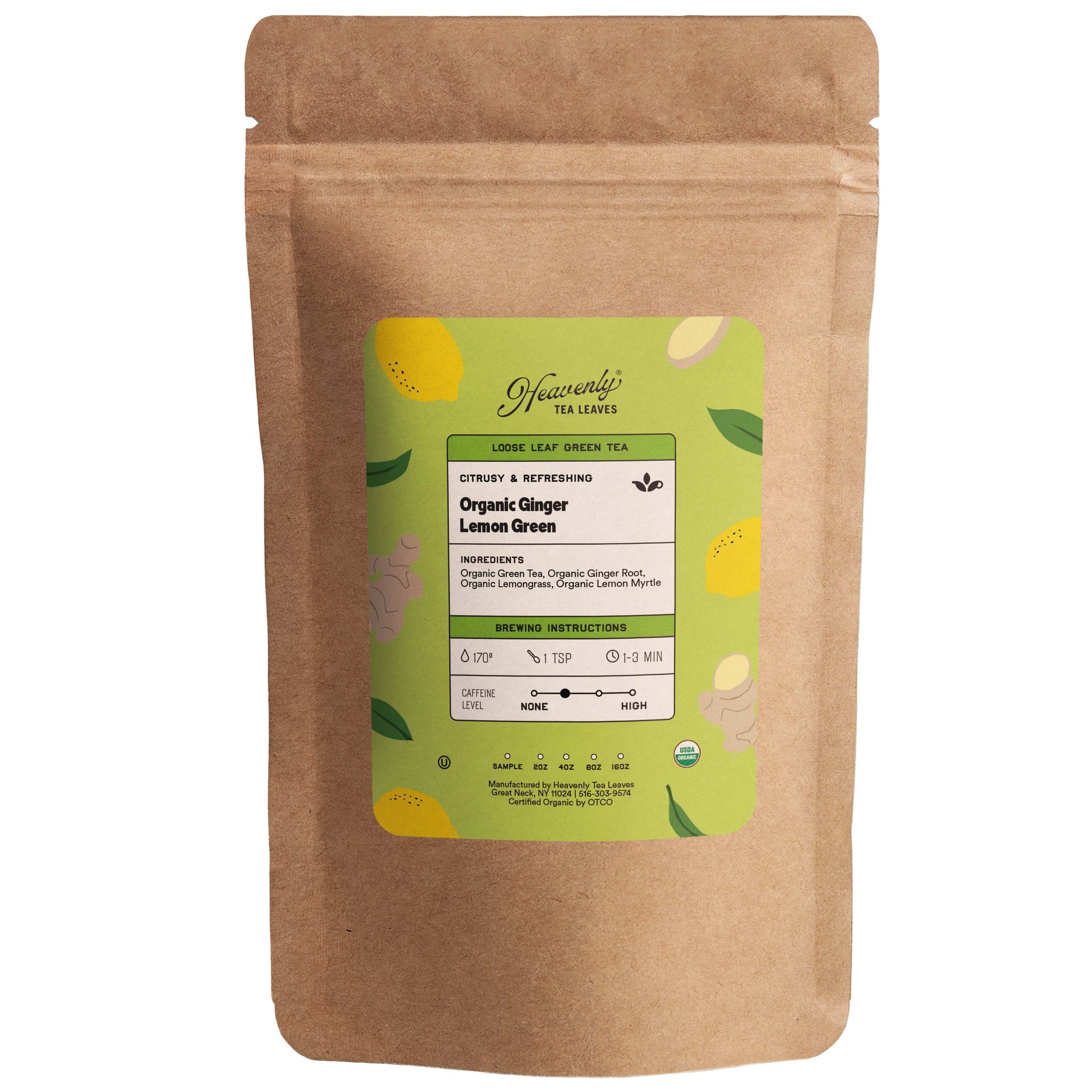 Organic Ginger Lemon Green - Premium Loose Leaf Green Tea | Heavenly Tea Leaves