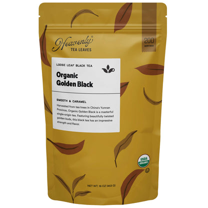 Organic Golden Black Bulk Loose Leaf Black Tea, 16 Oz. | Heavenly Tea Leaves