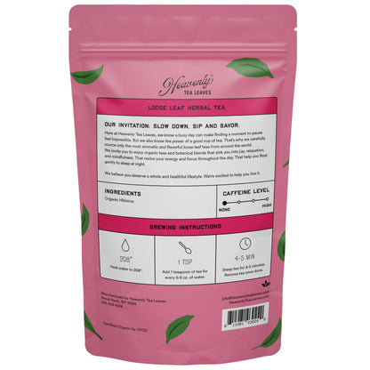 Organic Hibiscus - Bulk Loose Leaf Herbal Tisane - Naturally Caffeine Free - Antioxidant Rich - Heavenly Tea Leaves