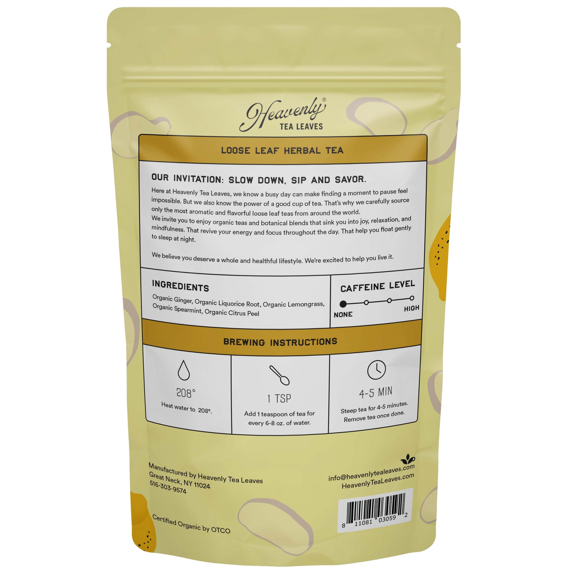 Organic Lemon Ginger Bulk 1lb. - Loose Leaf Herbal Tisane - Stomach Settler - Wellness Loose Leaf Tea | Heavenly Tea Leaves