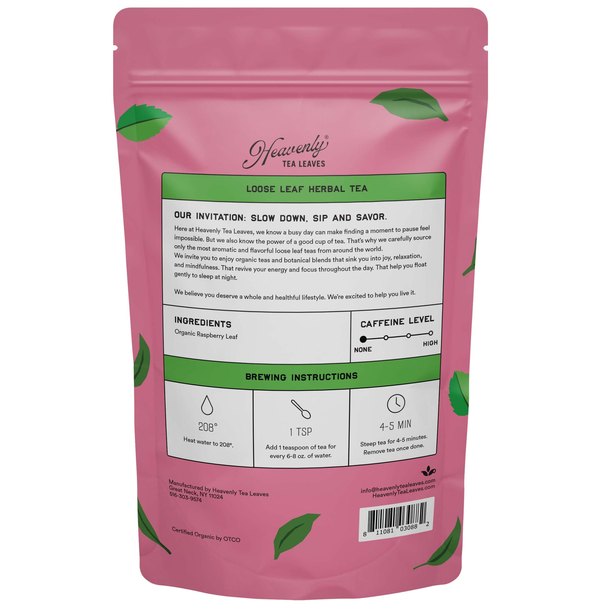 Organic Raspberry Leaf - Loose Leaf Herbal Tisane - Pregnancy and Slimming- Heavenly Tea Leaves