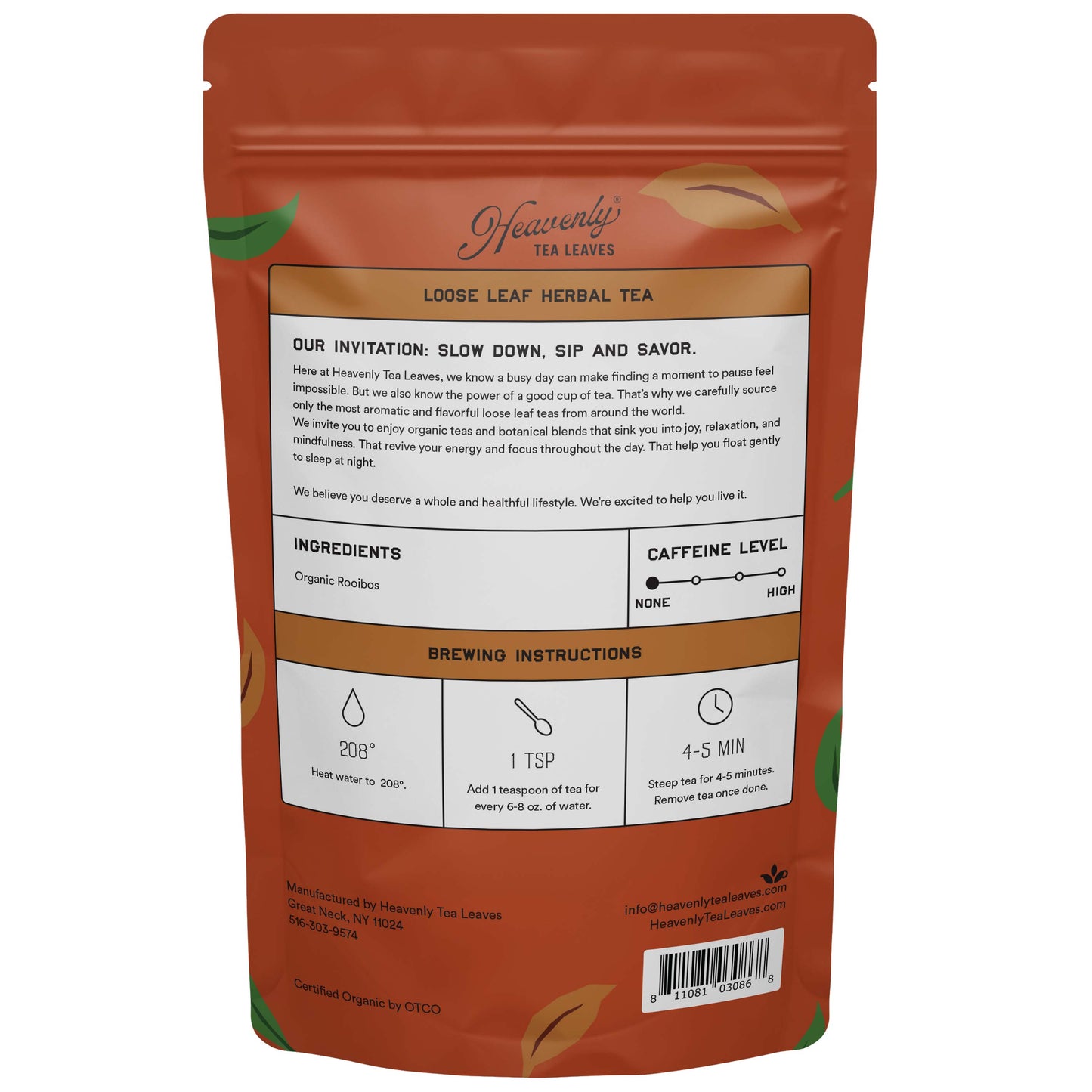 Organic Rooibos - Organic Loose Leaf Herbal Tisane - Heavenly Tea Leaves