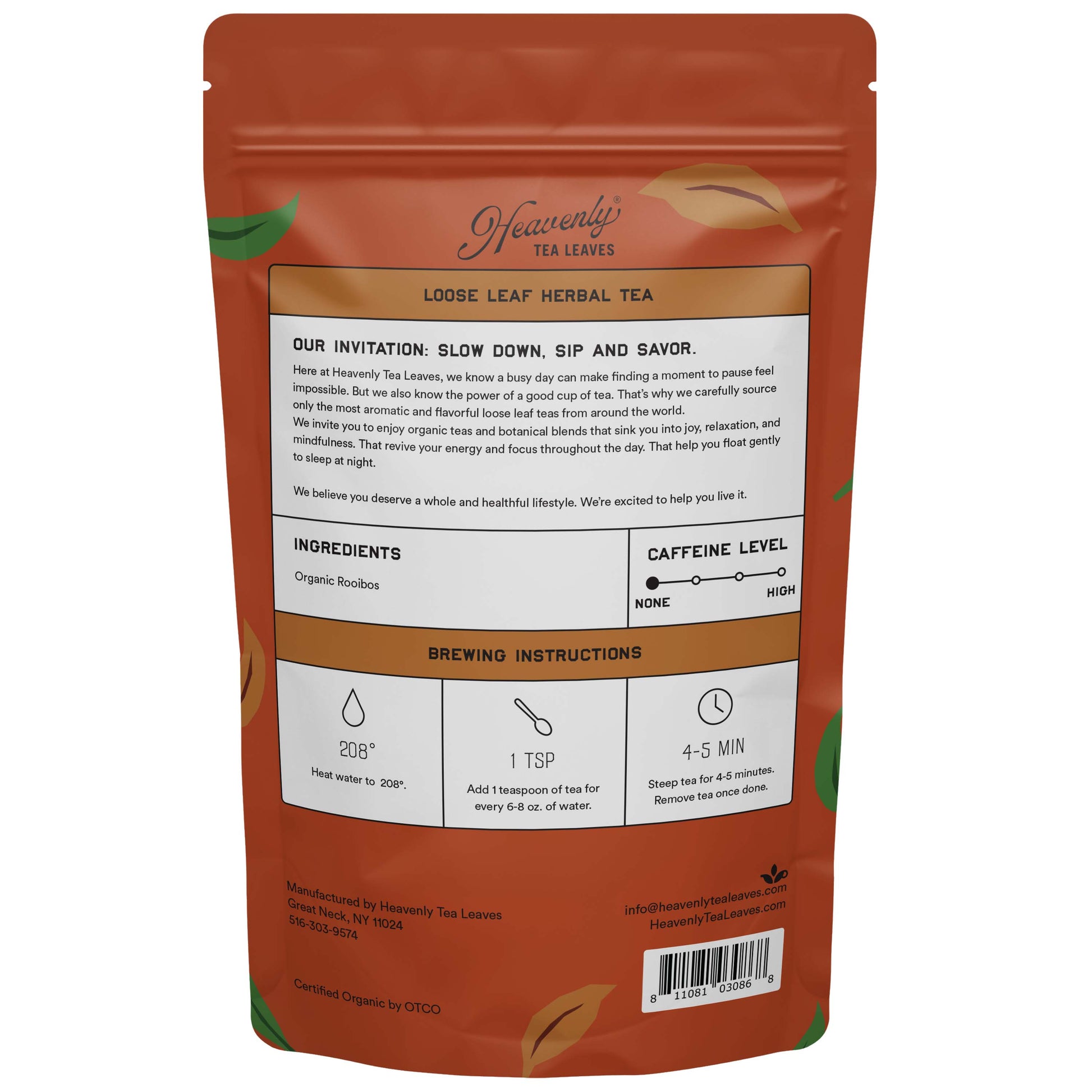 Organic Rooibos - Organic Loose Leaf Herbal Tisane - Heavenly Tea Leaves