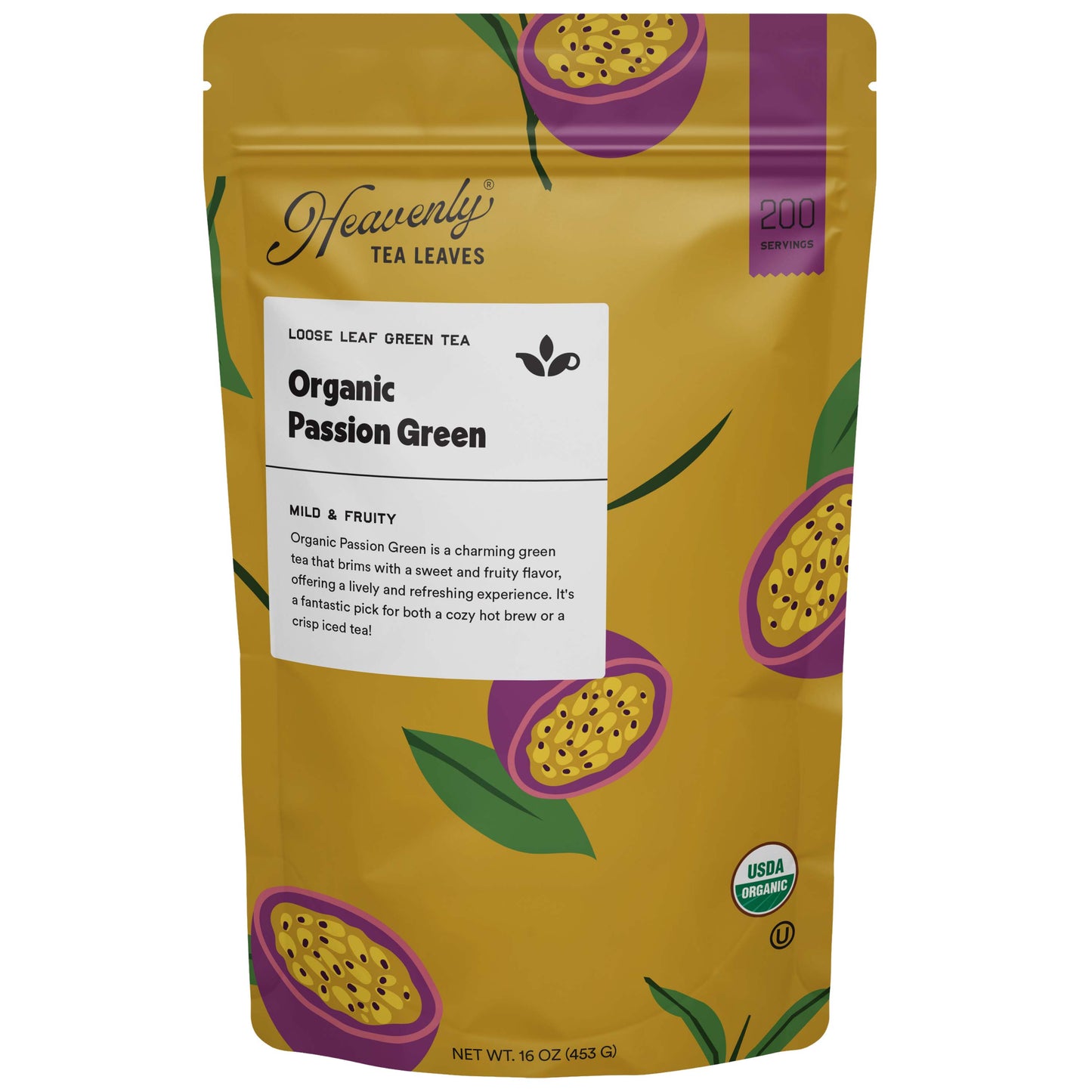 Organic Passion Green, Bulk Loose Leaf Green Tea, 16 Oz. | Heavenly Tea Leaves