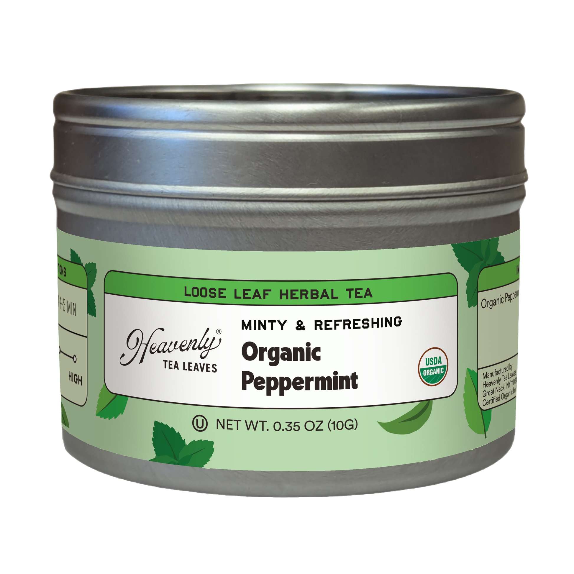 Organic Peppermint - Clear Top Tea Tin | Heavenly Tea Leaves