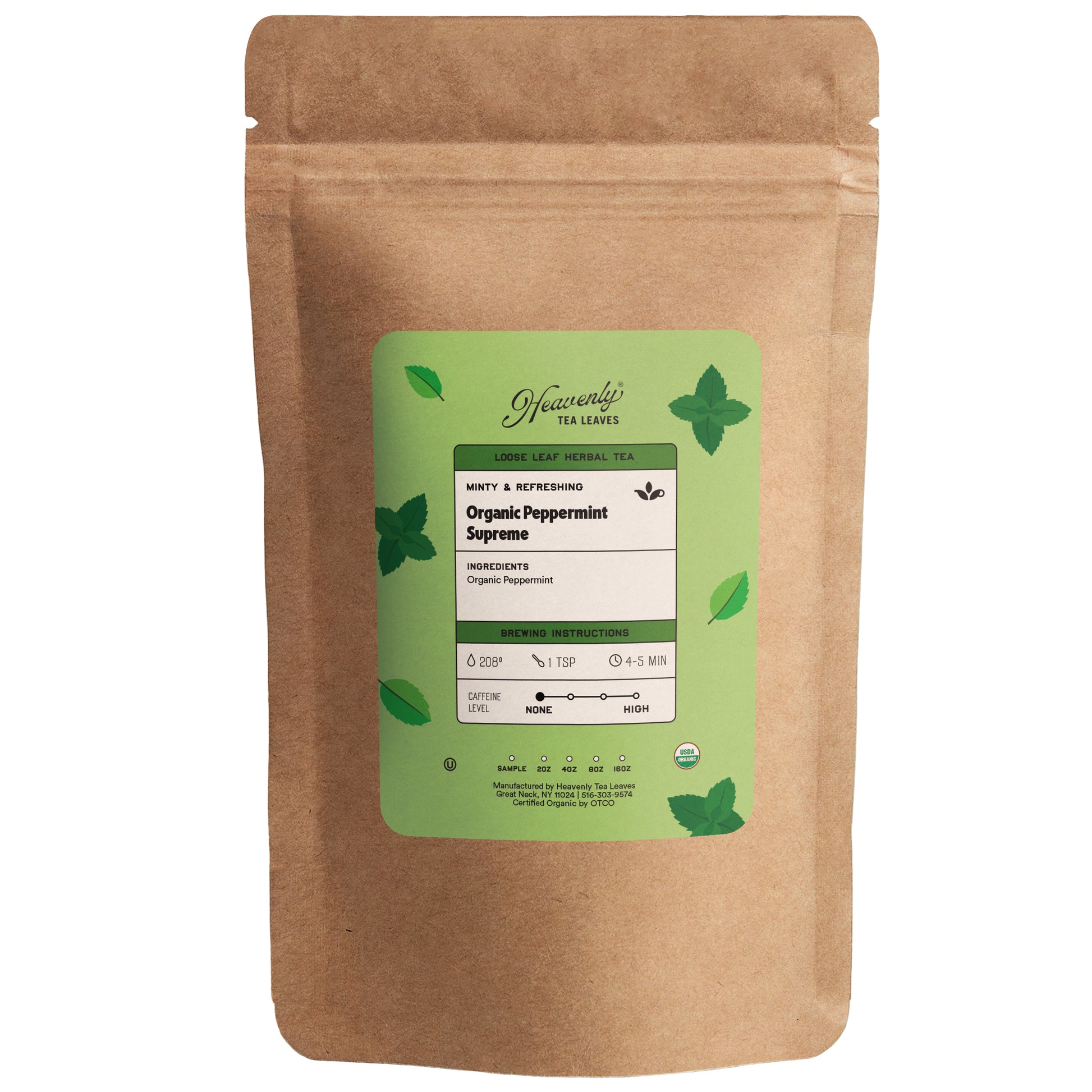 Organic Peppermint Supreme - Regenerative Whole Leaf Peppermint | Heavenly Tea Leaves