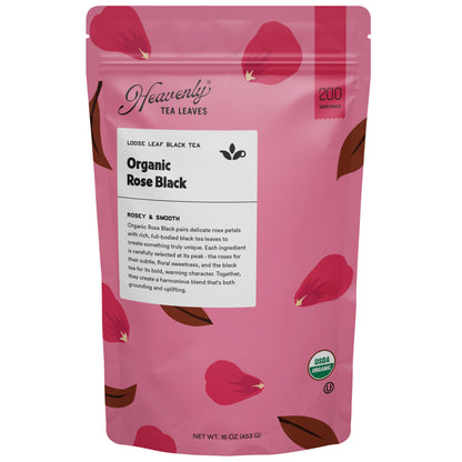 Organic Rose Black - Premium Loose Leaf Black Tea - Rose Congou - Bulk Loose Leaf Black Tea, 16 Oz. - Premium Tea | Heavenly Tea Leaves