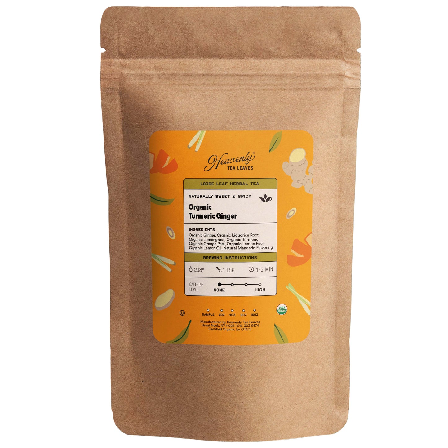 Organic Turmeric Ginger - Wellness Loose Leaf Tea Blend - Premium Herbal Tisane - A Strong Immune Boosting Loose Leaf Tea | Heavenly Tea Leaves