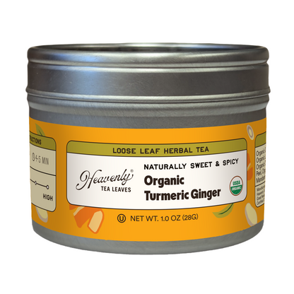 Organic Turmeric Ginger, Loose Leaf Herbal Clear Top Tea Tin